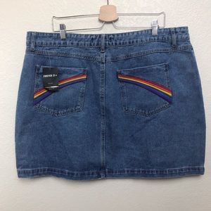 forever 21 rainbow pocket mini denim skirt